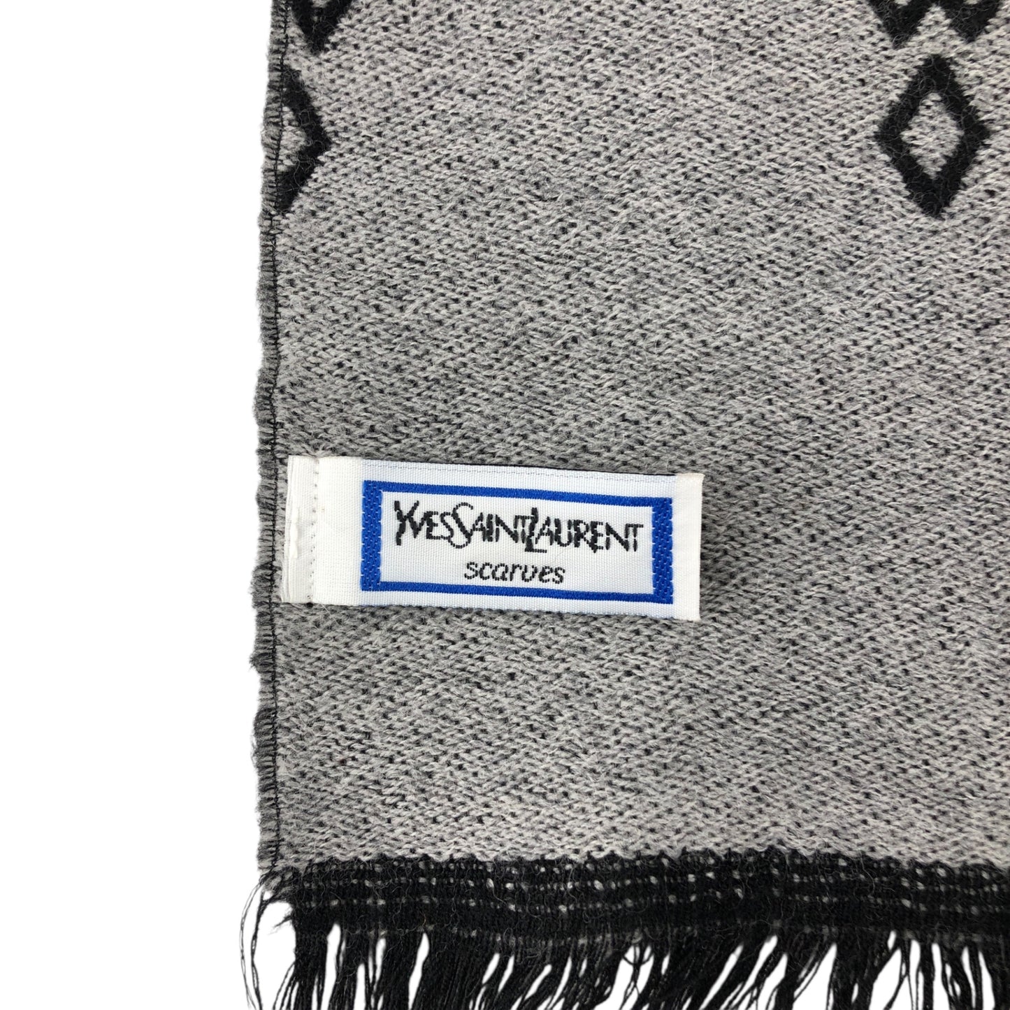 Yves Saint Laurent YSL Logo Scarf Black Vintage wswp3z