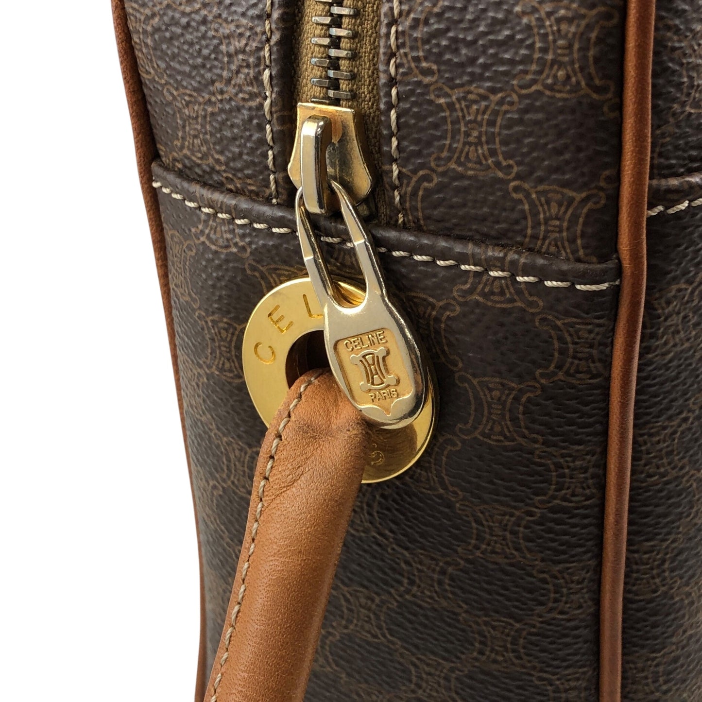 CELINE Macadam Shoulder bag Brown Vintage 6yth7d