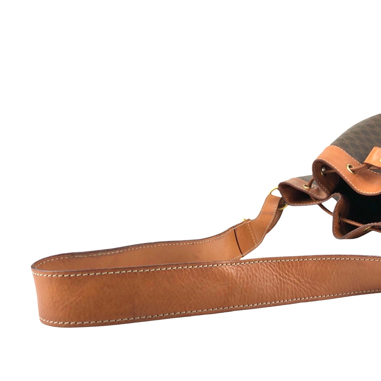 CELINE Macadam Blason Drawstring Shoulder bag Brown Vintage epwjhg