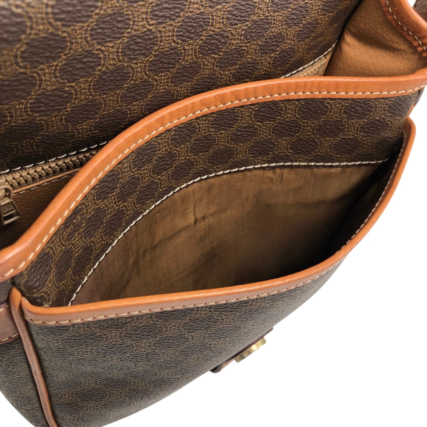 CELINE Macadam Front Buckle Shoulder bag Brown Vintage 5zhw5w