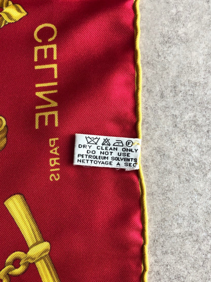 CELINE SILK Scarf Red Vintage mi4b8x