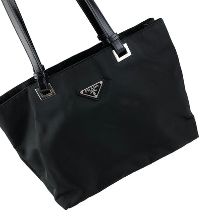 PRADA Tessuto Triangle Logo Totebag Handbag Black Vintage ifsugc