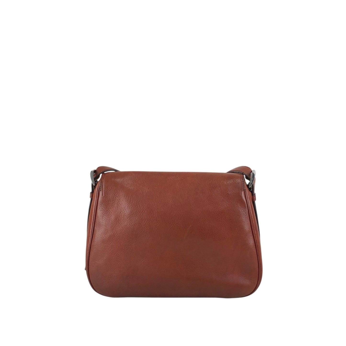 PRADA Logo Front Buckle  Shoulder bag Brown Vintage rhwnn2