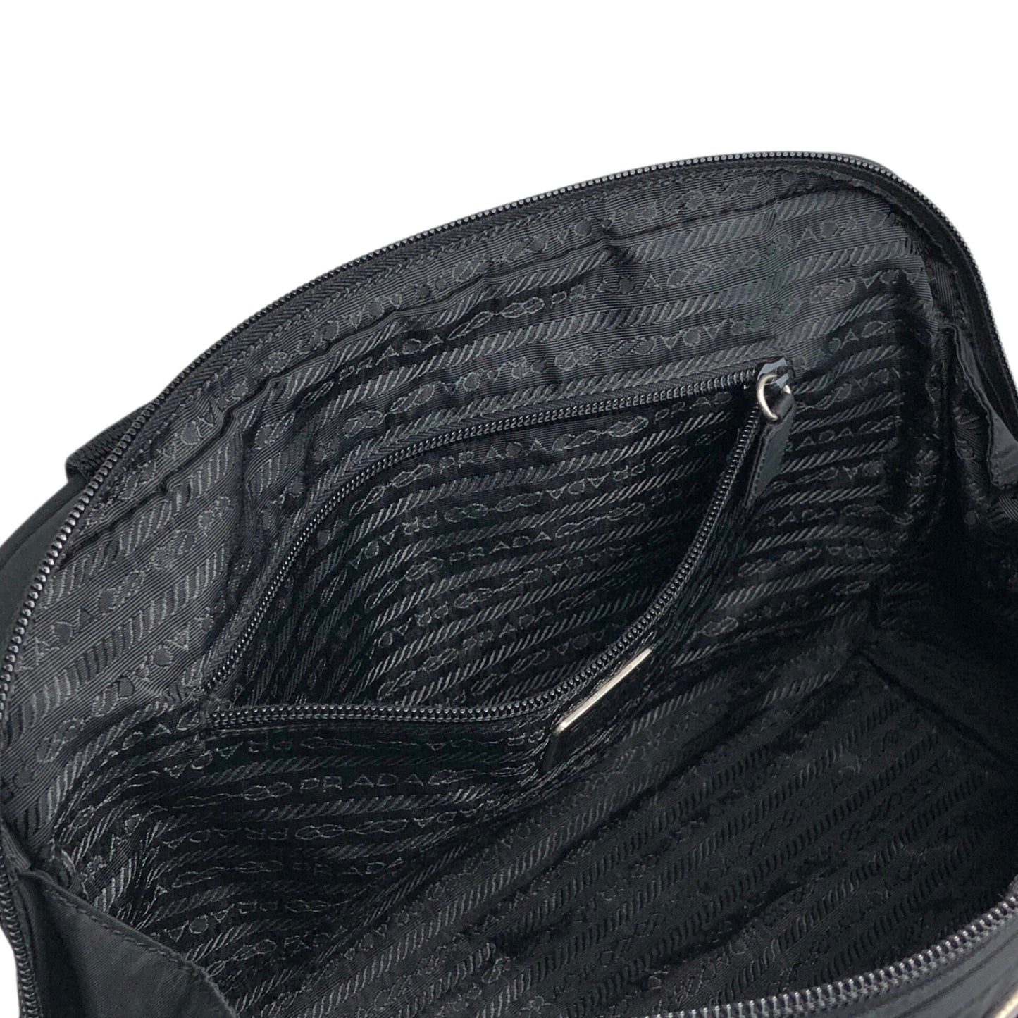 PRADA Triangle Logo Padlock Handbag Black Vintage n4a2rw