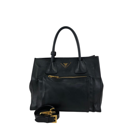 PRADA Triangle Logo Two-way Handbag Shoulder bag Black Vintage d2mxxu