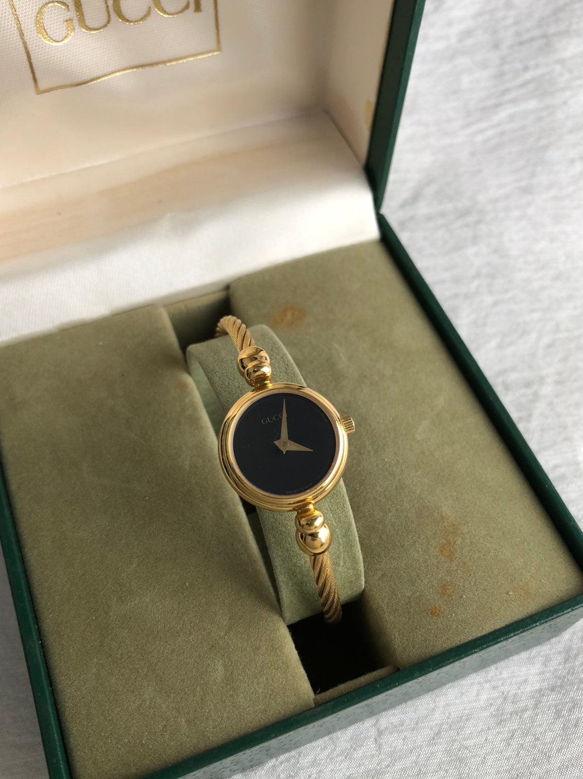 GUCCI Logo Bangle Quartz Watch Gold Vintage de3i84