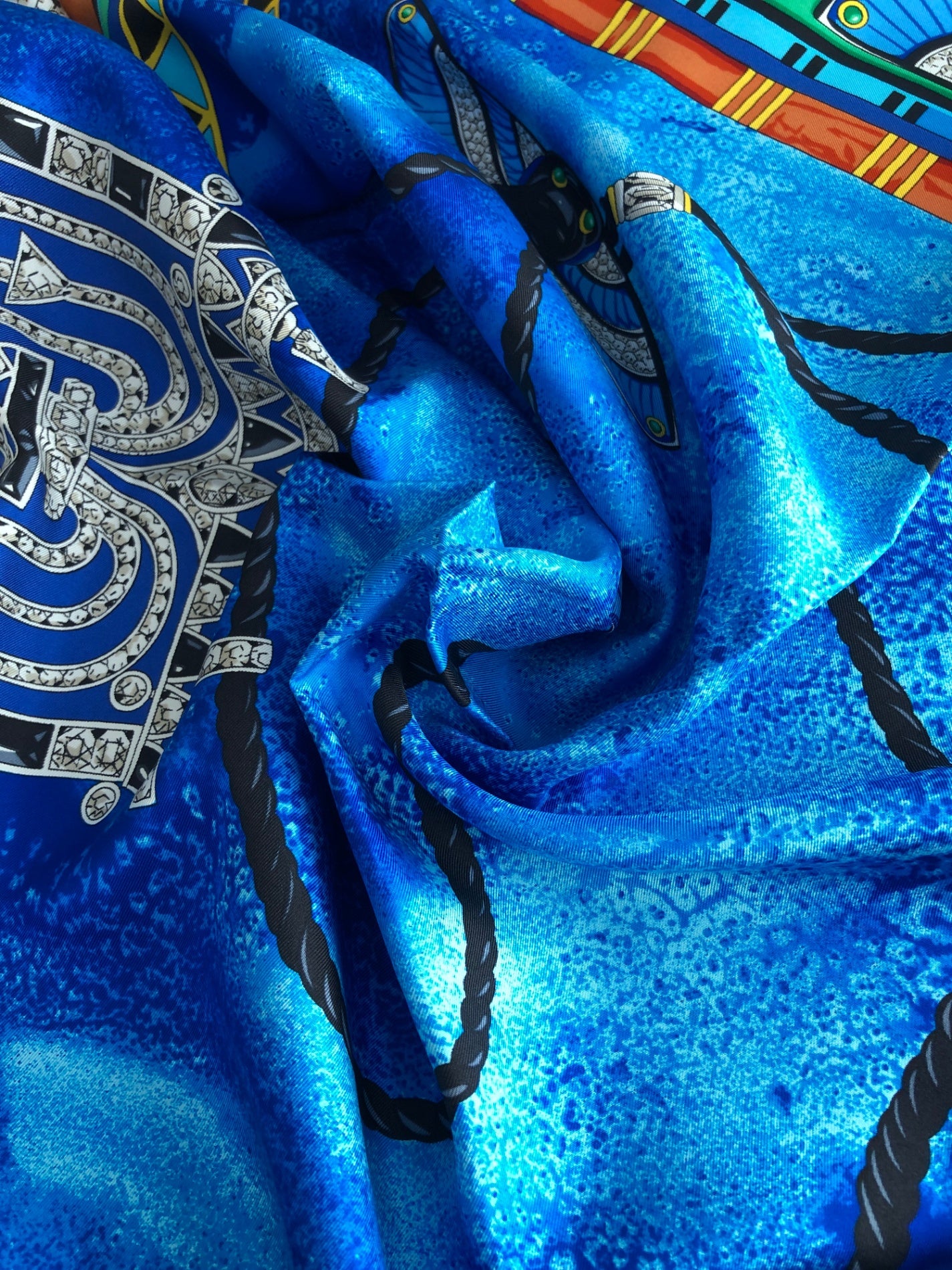 Cartier SILK Scarf Blue Vintage mpibp6