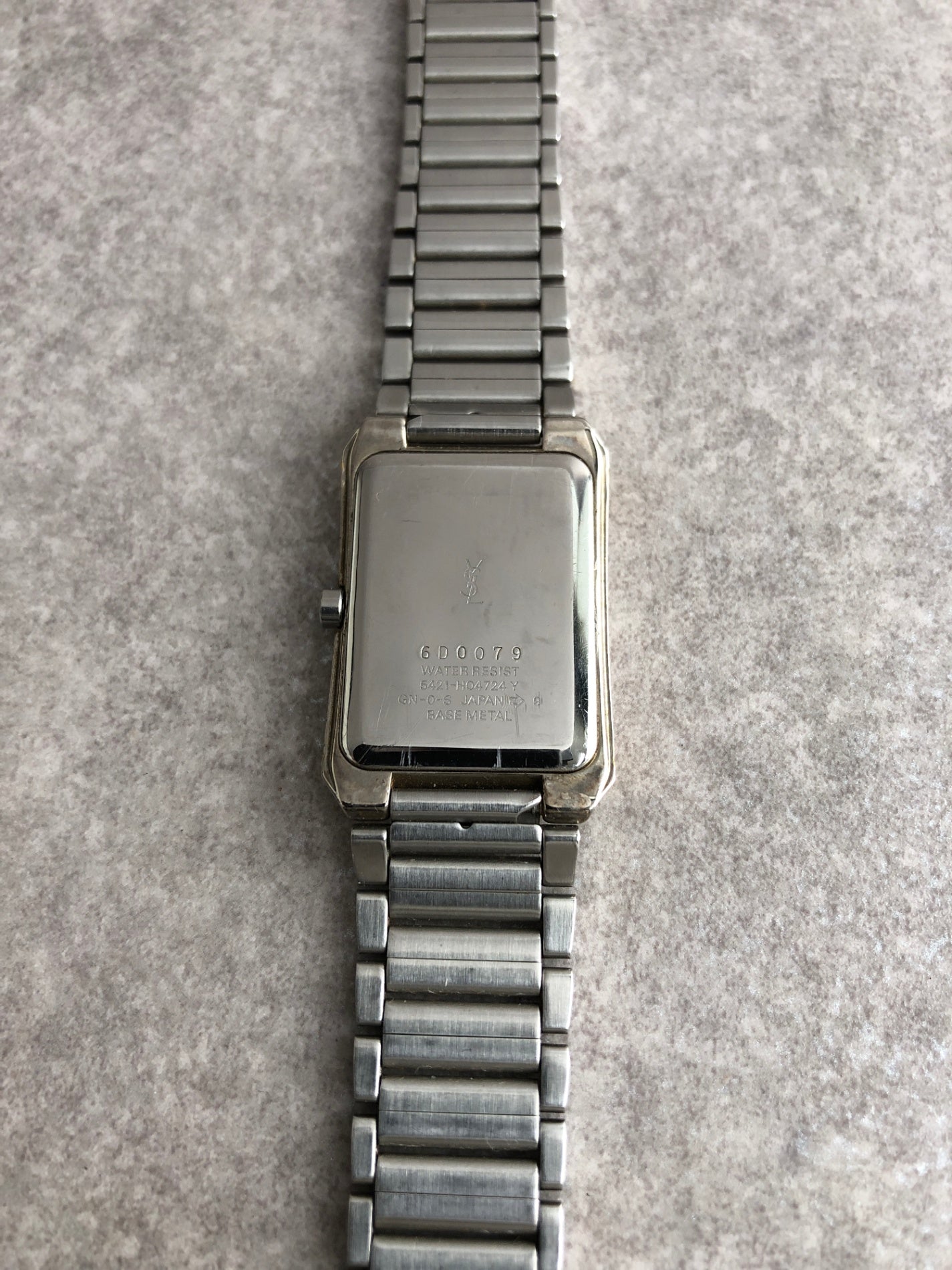 Yves Saint Laurent YSL Logo Quartz Watch Silver×Gold 5421-H04724 Vintage syzsmm