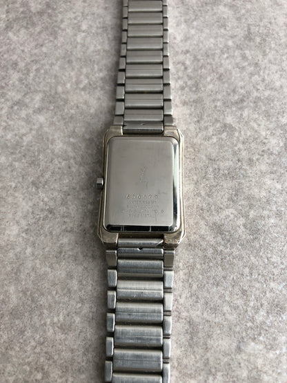Yves Saint Laurent YSL Logo Quartz Watch Silver×Gold 5421-H04724 Vintage syzsmm