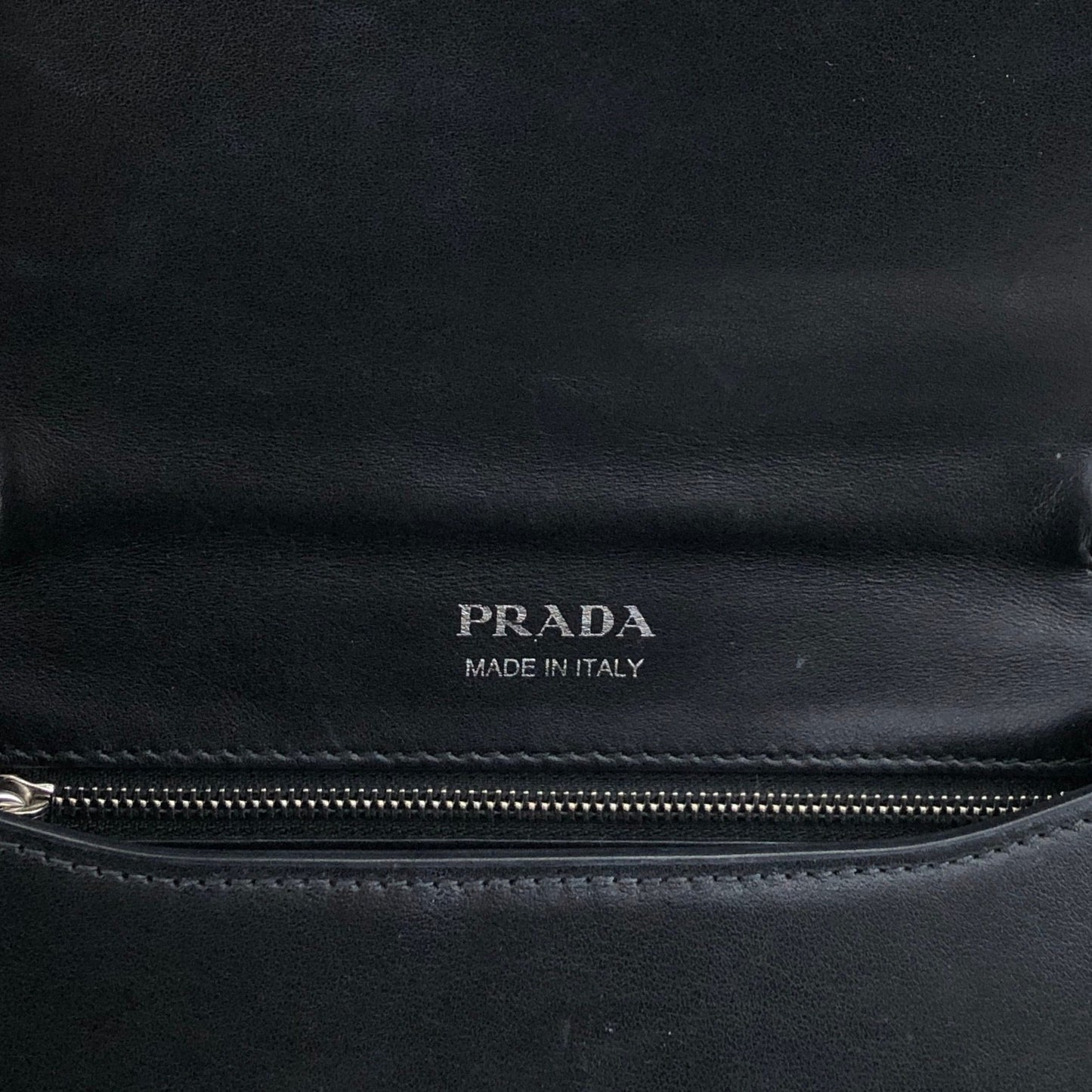 PRADA Logo Ribbon Motif Shoulder bag Black Vintage e3gymr