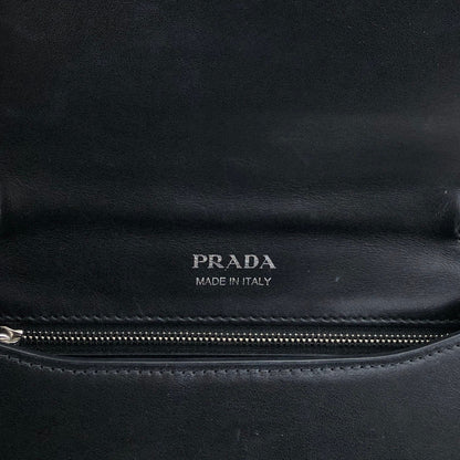 PRADA Logo Ribbon Motif Shoulder bag Black Vintage e3gymr