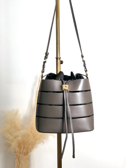 Salvatore Ferragamo Drawstring Shoulder bag Gray Vintage de3dye