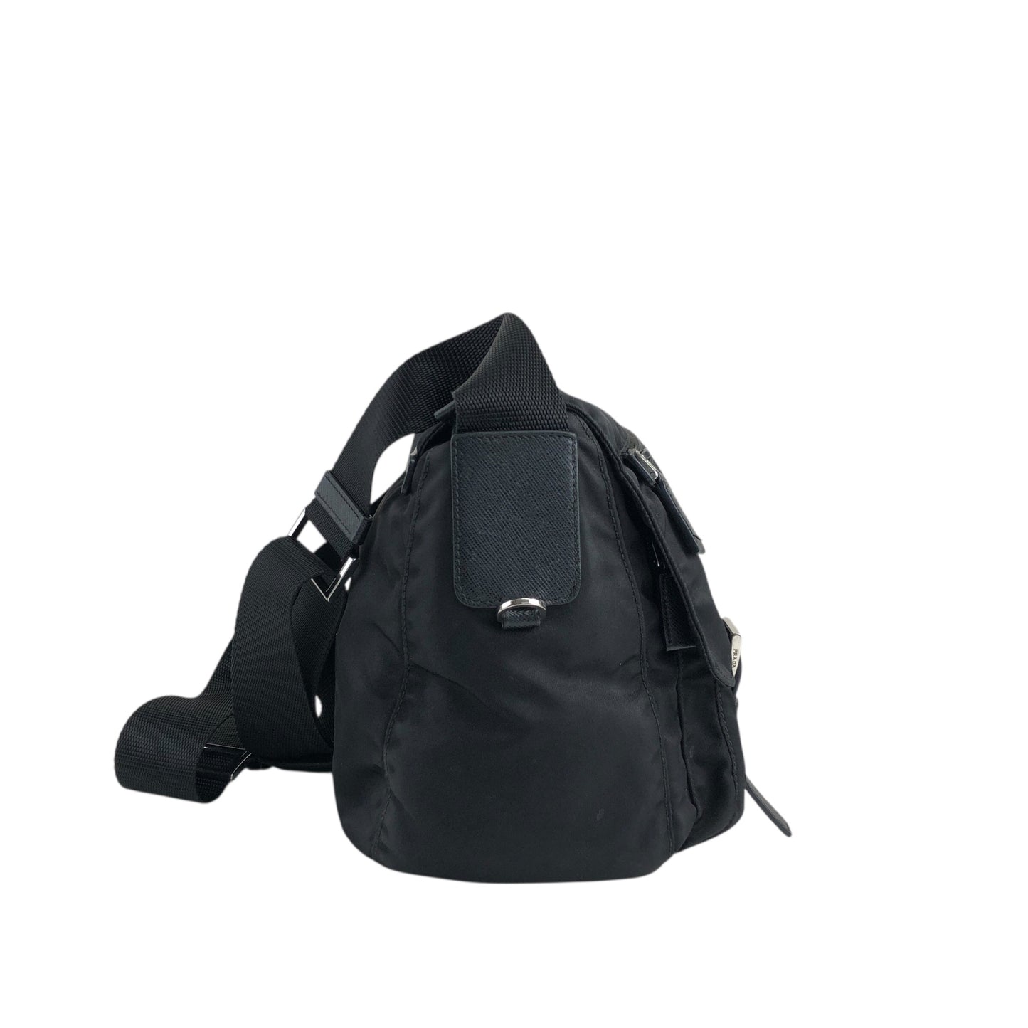 PRADA Tessuto Triangle Logo Shoulder bag Black Vintage t2gb5a