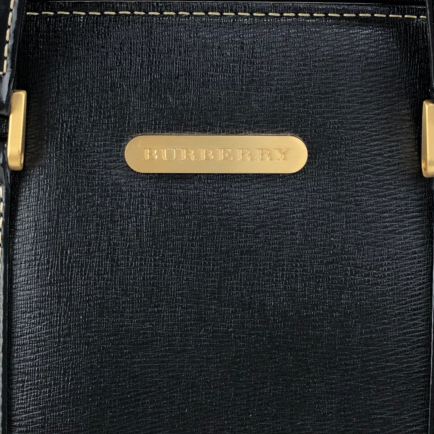 BURBERRY Logo Handbag Totebag Black Vintage 22n2xt