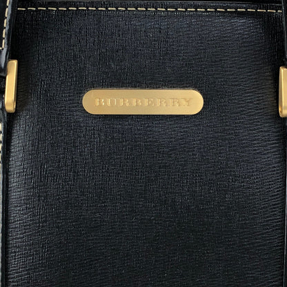 BURBERRY Logo Handbag Totebag Black Vintage 22n2xt