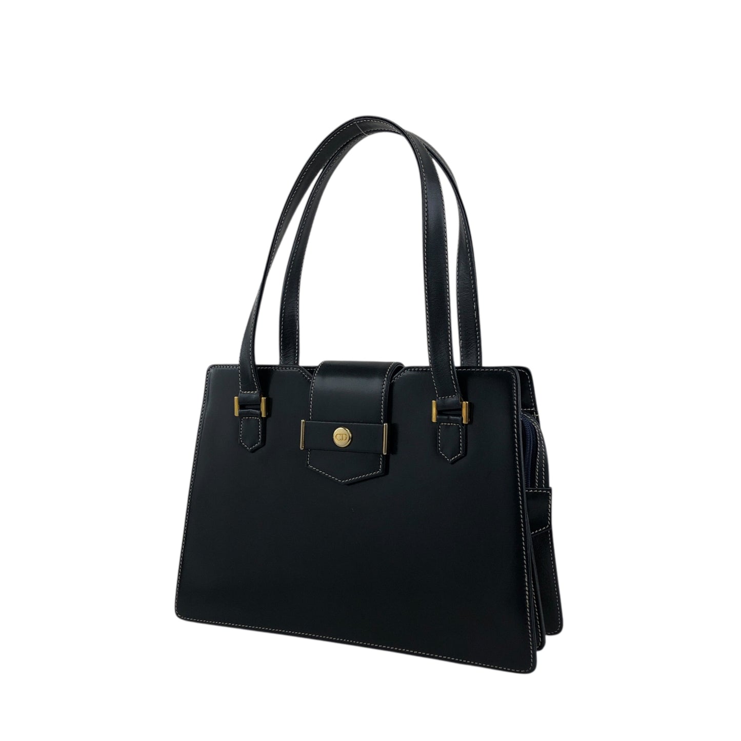 Christian Dior Logo Handbag Dark Navy Vintage undgi8