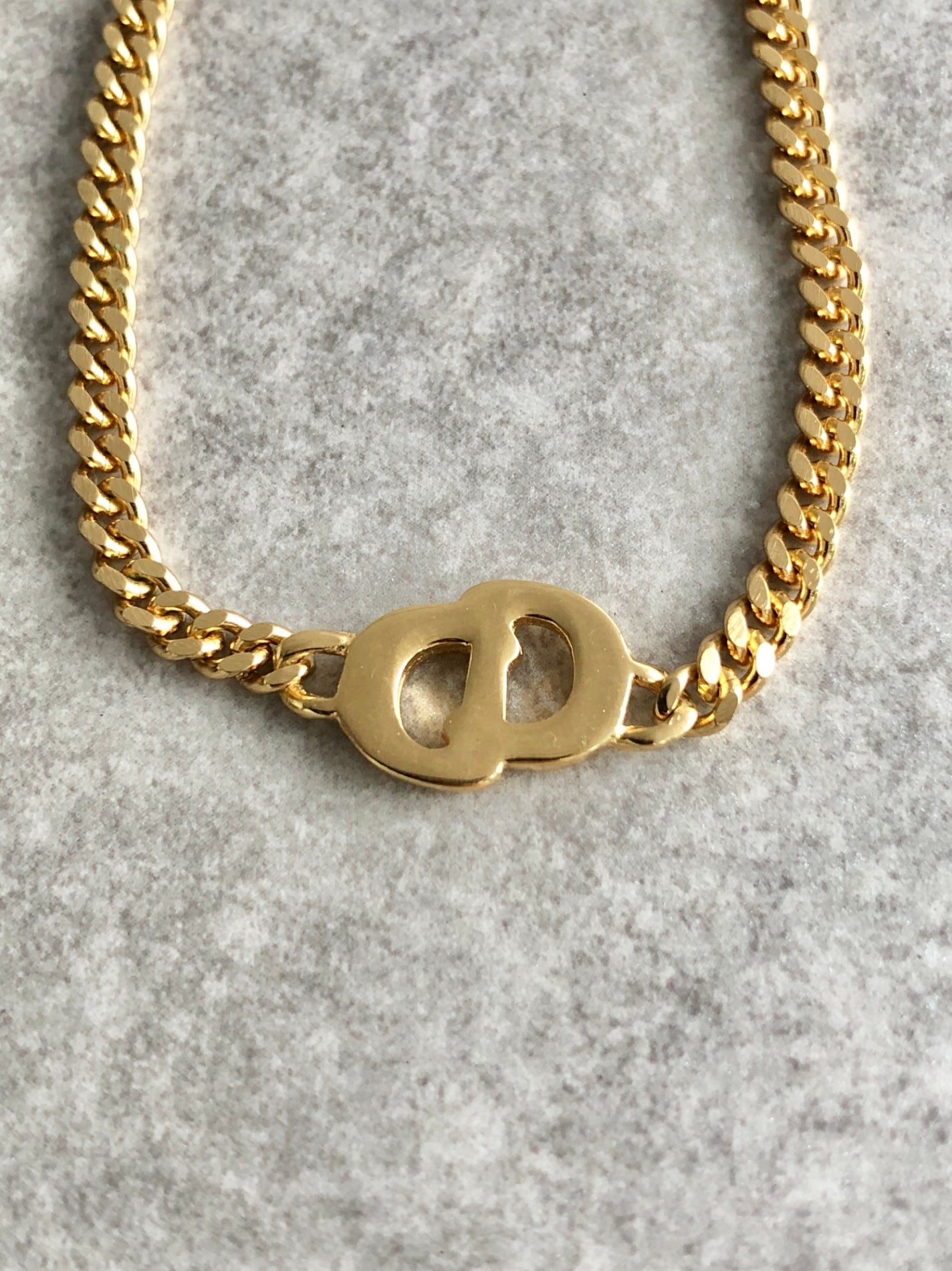 Christian Dior CD Logo Rhinestone Bracelet Gold Vintage wxhykw