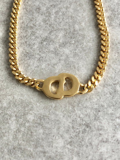 Christian Dior CD Logo Rhinestone Bracelet Gold Vintage wxhykw