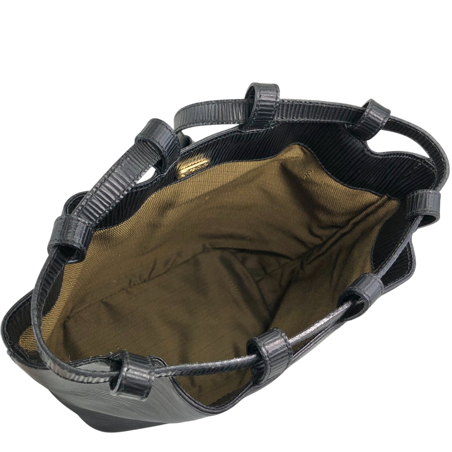 FENDI Logo Embossed Shoulder bag Black Vintage 76k8ej