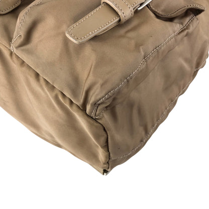 PRADA Tessuto Triangle Logo Double Pocket Backpack Beige Vintage nhc32x