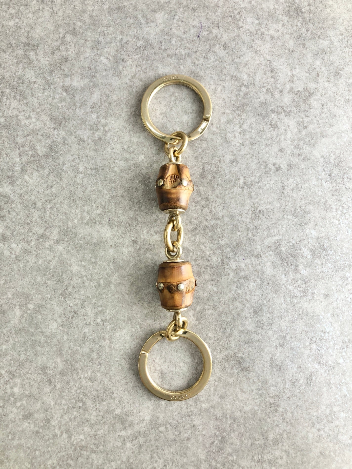 GUCCI Bamboo Key Ring Gold Vintage s6t348