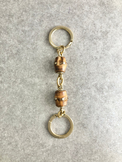 GUCCI Bamboo Key Ring Gold Vintage s6t348