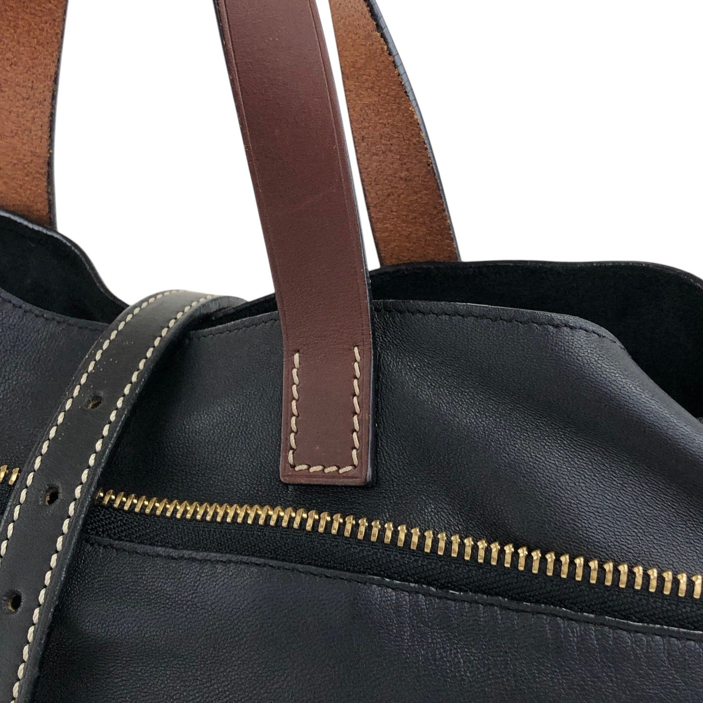 LOEWE Logo Front Buckle Two-way Handbag Shoulder bag Black Vintage pszdm6