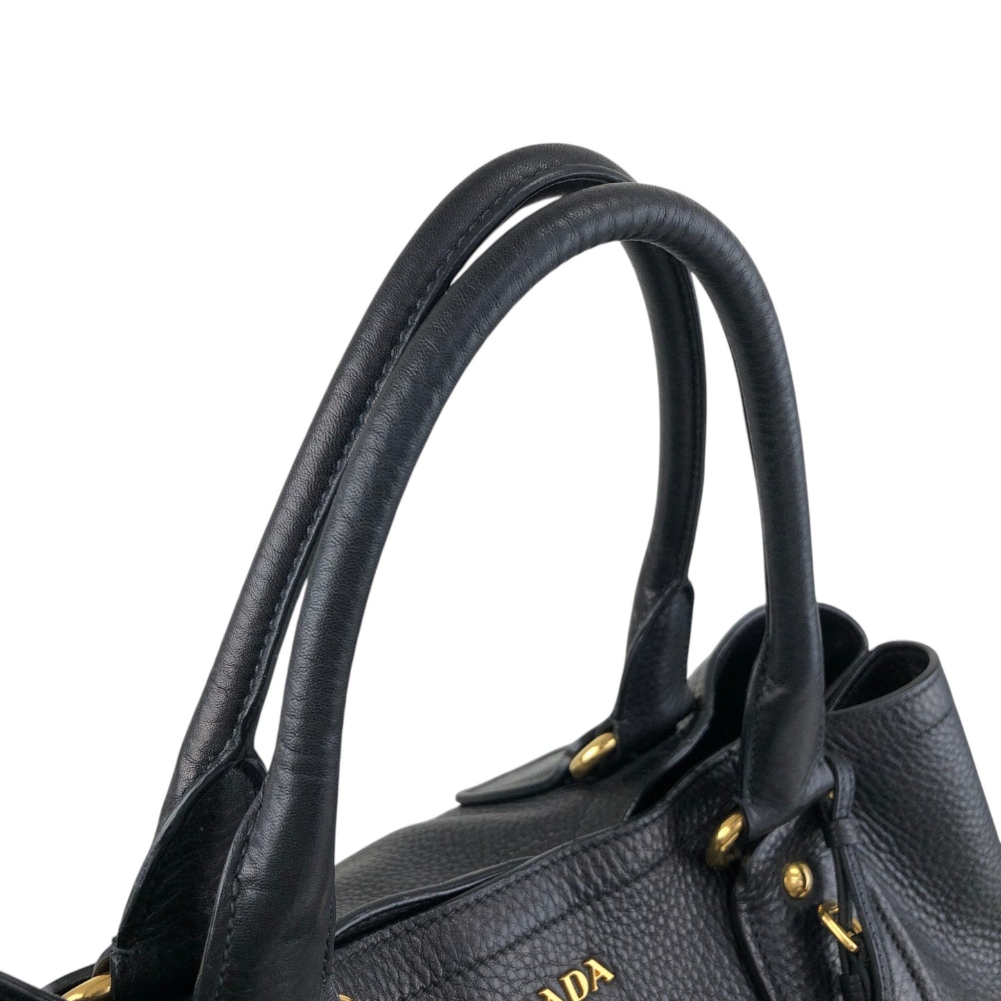 PRADA Logo Two-way Handbag Shoulder bag Black Vintage 5umuja