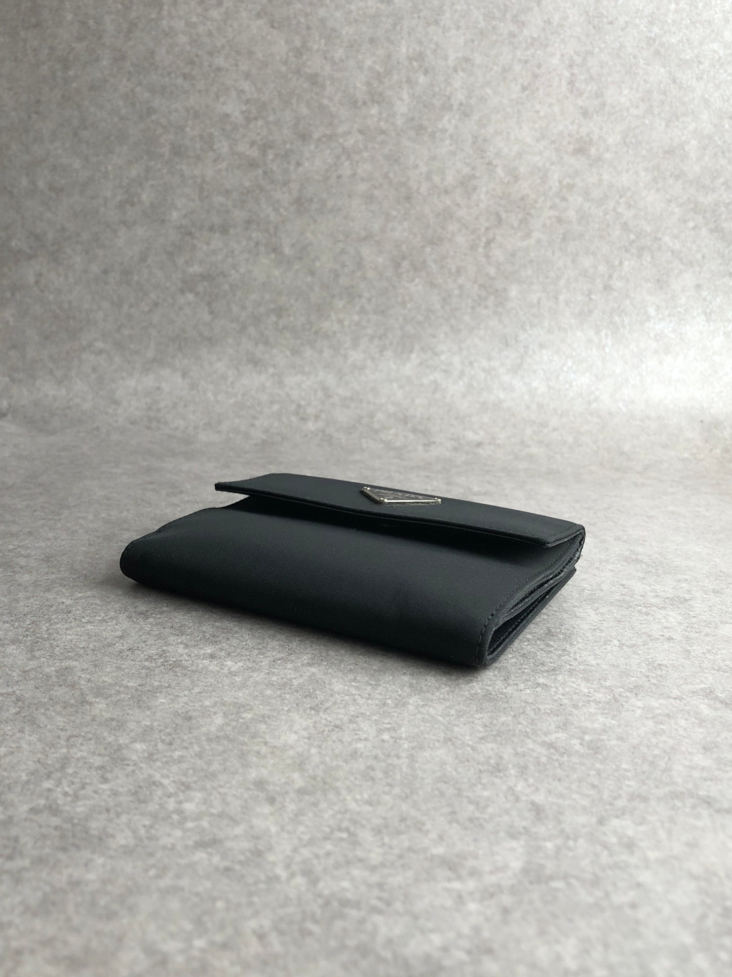 PRADA Tessuto Triangle Logo Folded Wallet Black Vintage 5se6i2