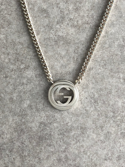 GUCCI Interlocking SILVER925 Necklace Silver Vintage xb5u2r