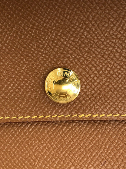 HERMES Card holder Brown Vintage 8sjvrs