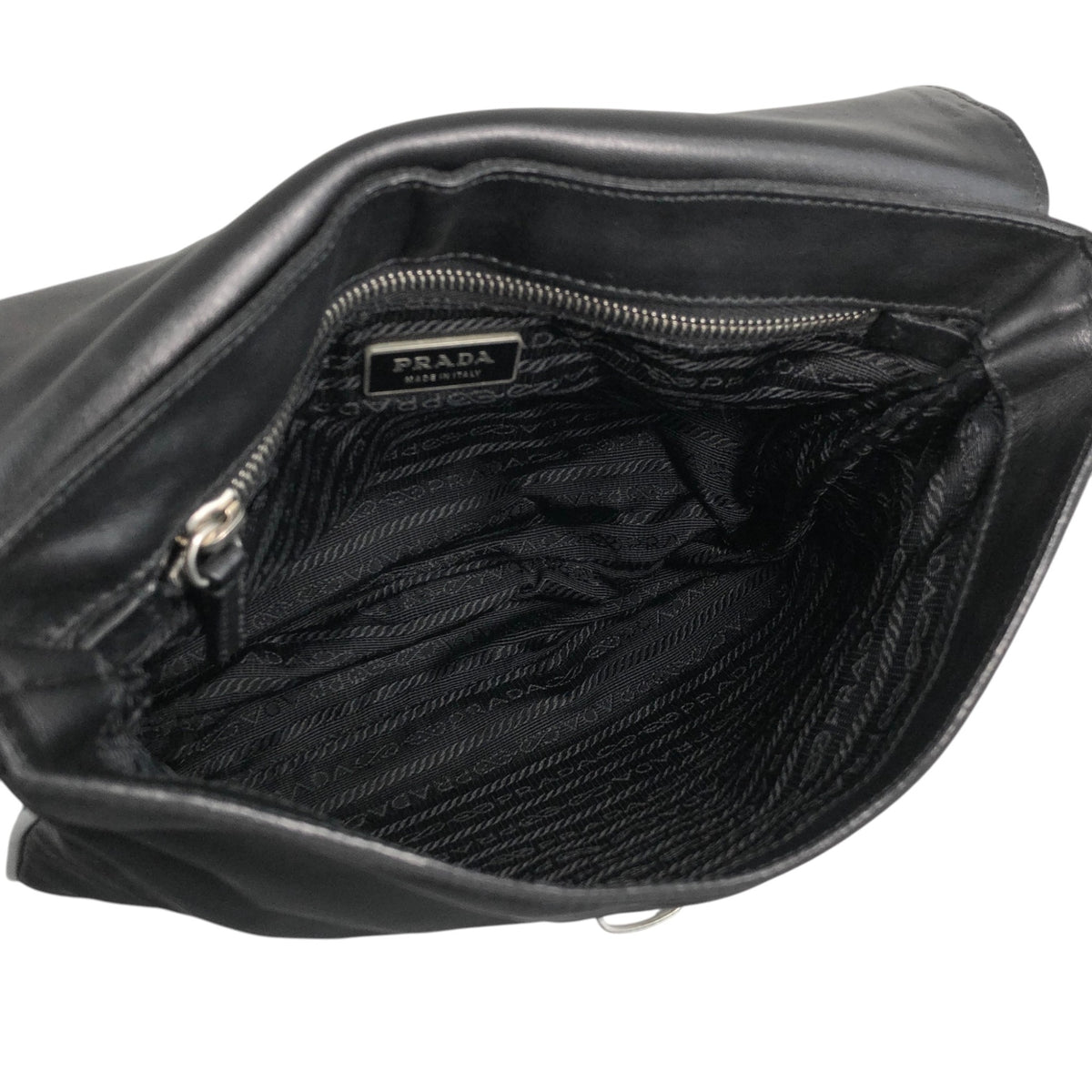 PRADA Triangle Logo Push lock Shoulder bag Black Vintage kcukna