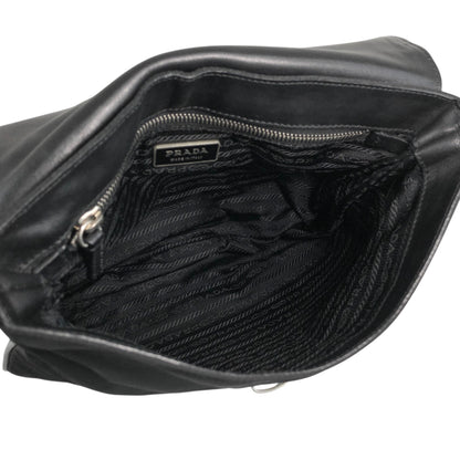 PRADA Triangle Logo Push lock Shoulder bag Black Vintage kcukna