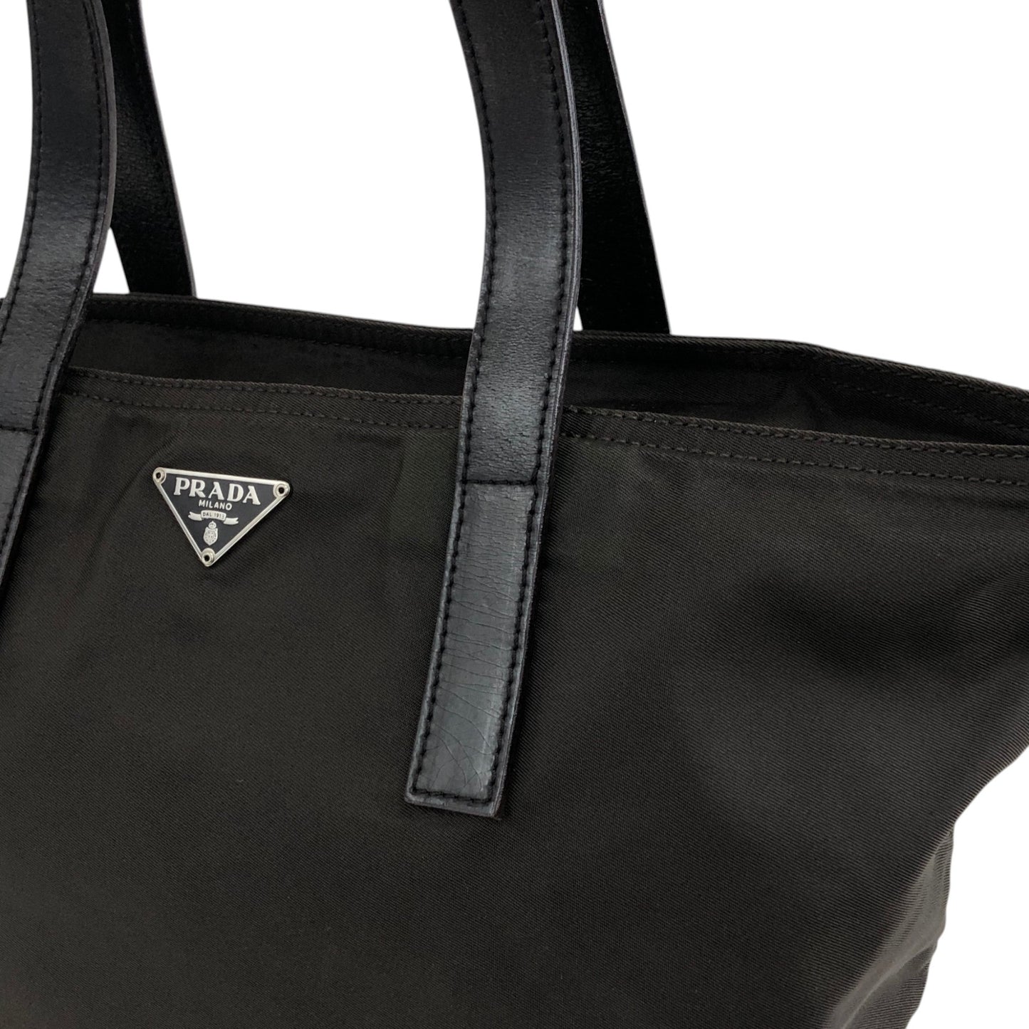 PRADA Tessuto Triangle Logo Handbag Brown Vintage 8wyzby