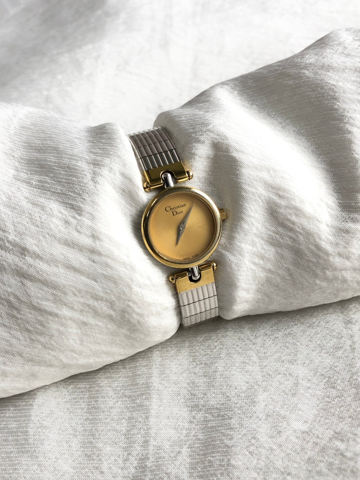 Christian Dior Quartz Watch Silver×Gold 3025 Vintage 7nep8k