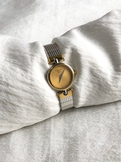 Christian Dior Quartz Watch Silver×Gold 3025 Vintage 7nep8k