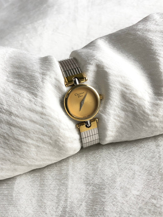 Christian Dior Quartz Watch Silver×Gold 3025 Vintage 7nep8k