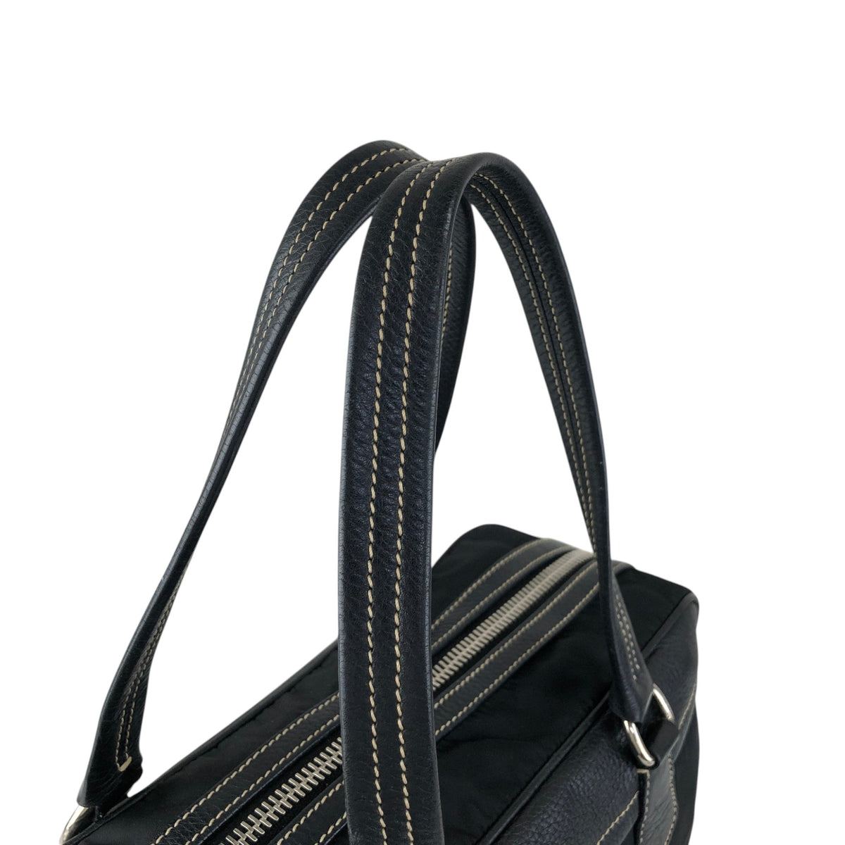 PRADA Logo Boston bag Totebag Black Vintage b57rj5