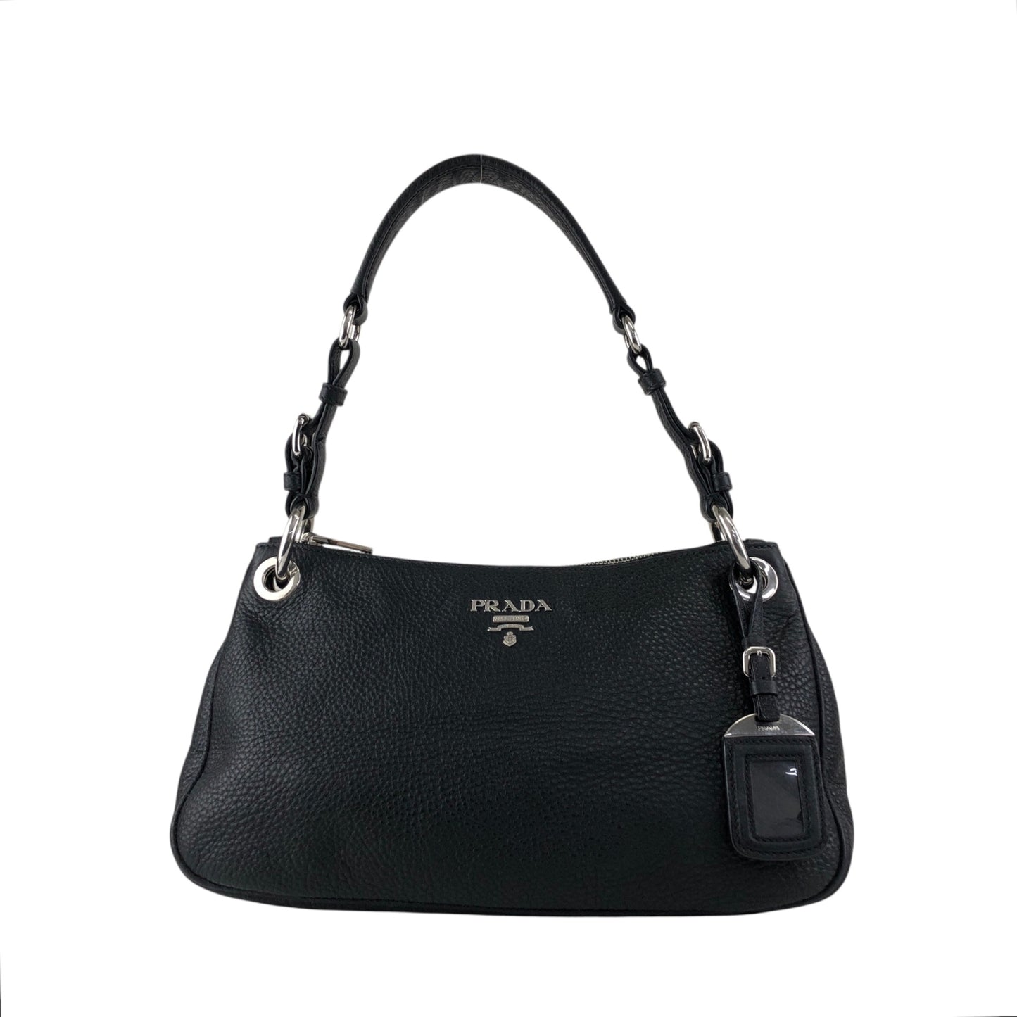 PRADA Logo Shoulder bag Black Vintage j4hmuw