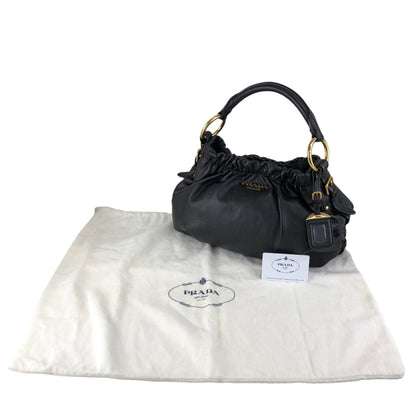 PRADA Logo Shoulder bag Black Vintage guki3f