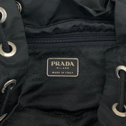 PRADA Tessuto Triangle Logo Double Pocket Backpack Black Vintage rikdef