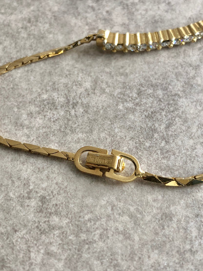 Christian Dior Rhinestone Bracelet Gold Vintage a32e5m