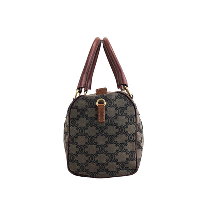 CELINE Triomphe Drawstring Handbag Shoulder bag Gray Vintage kpbwrw