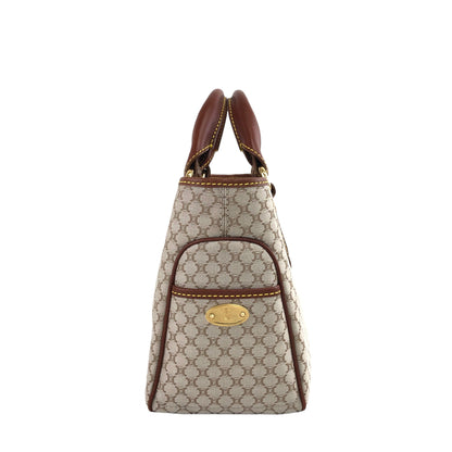 CELINE Macadam Canvas Leather Handbag Beige Vintage ybm6xd