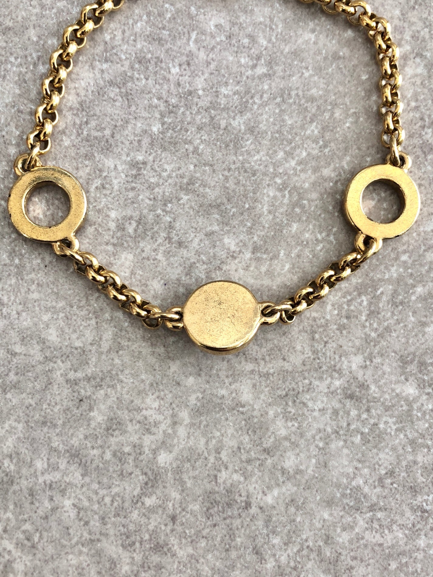 CELINE Circle Logo Bracelet Gold Vintage vmu75t