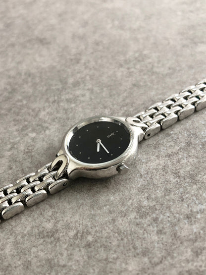 Yves Saint Laurent YSL Logo Watch Silver Vintage 6nipf7