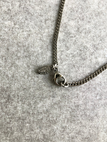 CHANEL Coco Mark Rhinestone Necklace Silver Vintage udsh45
