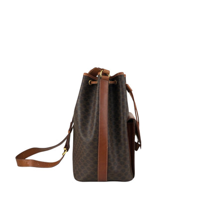 CELINE Macadam Blason Front Pocket Drawstring Shoulder bag Brown Vintage yt4p8e