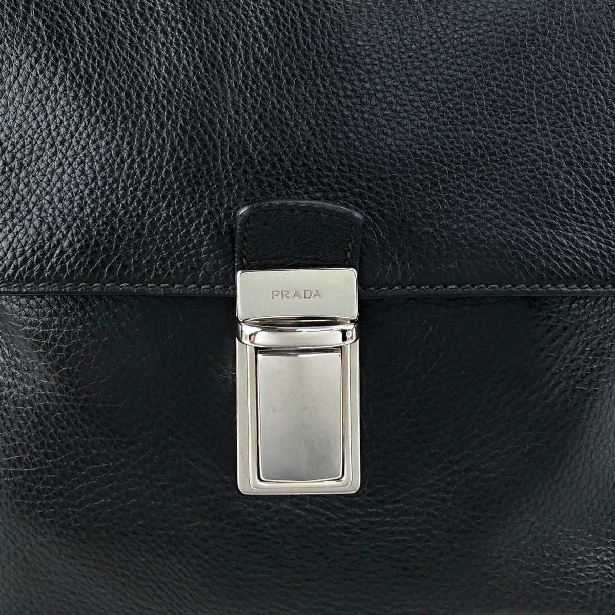 PRADA Triangle Logo Front Buckle Front Pocket Shoulder bag Black Vintage fg3jes