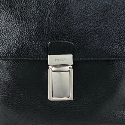 PRADA Triangle Logo Front Buckle Front Pocket Shoulder bag Black Vintage fg3jes